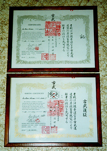 Odo Karate & Kobudo Certificates